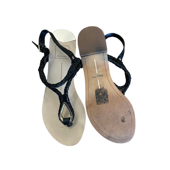 Dolce Vita Womens Black and Gold Braided Leather Gladiator Sandals 7 - Picture 3 of 6